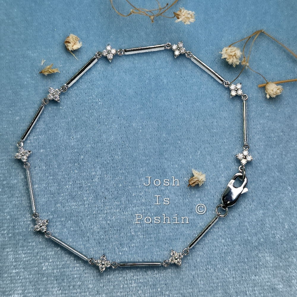 Moissanite bar cluster bracelet in sterling silver